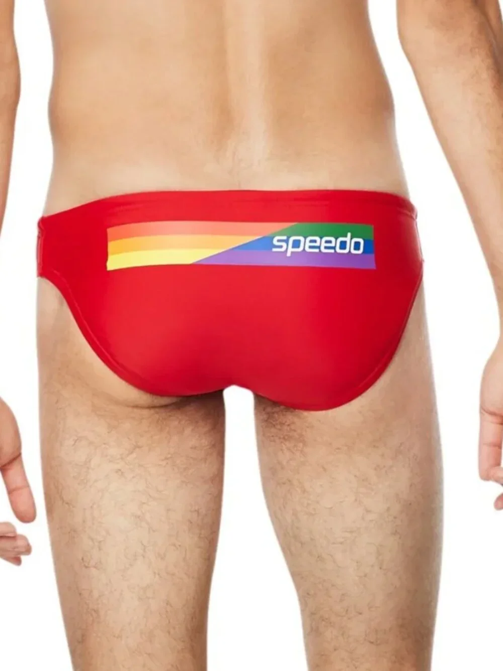 Speedo PowerFlex racer swimming brief shorts pride rainbow LGBT red men new 28
